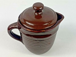 Vintage Brown Dip USA Small 6&quot; Pitcher With Lid - NICE !! - $9.89