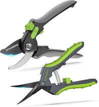 Durable Stainless Steel Garden Clippers - 8.5" Bypass &amp; 6.5" Curved - $30.64