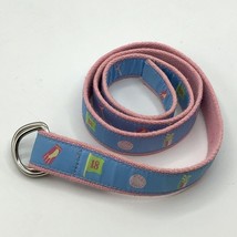 Douglas Paquette Golf Ribbon Canvas D Ring Belt Blue Pink Size Large Clu... - $332.72 MXN