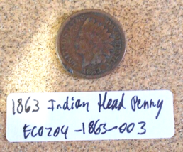 1863 Indian Head Penny, Plnchet Clip Error; Vintage Old Coin for Collection - £23.11 GBP