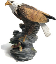 Bald Eagle Americas Bird Figurine Ceramic Bisque Matte Gray/Brown  6&quot; Tall - £23.53 GBP