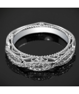 14K White Gold Plated Round 0.35Ct Simulated Diamond Wedding Band Ring - $3,331.82 MXN