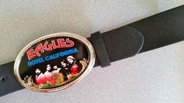 Eagles Rock Epoxy Photo Music Belt Buckle &amp; Brown Bonded Leather Belt - New - £21.74 GBP