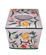 Beautiful Ceramic Square Tissue Box Cover Garden Flowers &amp; Butterflies A... - $433.24 MXN