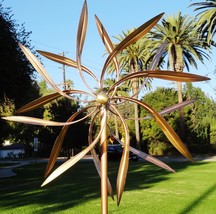 Copper Outdoor Windmills Large Kinetic Wind Sculpture Dual Side Wind Spi... - $290.00