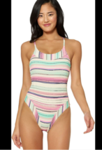 NWT Jessica Simpson Bind Pannel Womens Ribbed Striped One-Piece Swimsuit Size - £39.95 GBP