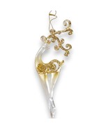 Elegant Blown Glass Reindeer Ornament, 7&quot;Gold Accents &amp; Glitter Hanging ... - $227.89 MXN