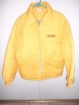 Vintage Cap&#39;n Jac USA made Puffer Jacket Yellow Mens M Caterpillar lift ... - $139.69