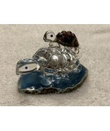 Hand Blown Glass Turtle Multi-Colored Figurine - Hitching A Ride - 3.2 Oz. - £19.31 GBP