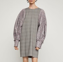BCBG MAXAZRIA Women&#39;s Balloon Sleeve Houndstooth Dress, Size XS Black/Multi - $59.60