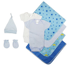 Boy 100% Cotton Essential Newborn Baby Boy 8 Piece Layette Set Newborn - £26.45 GBP