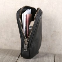 Leather Small Vintage Wallet Black Zipper Closure Key Credit Card Holder... - £27.49 GBP