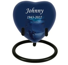 Fisherman Silhouette Heart Keepsake Urn - Stand Option - £23.55 GBP