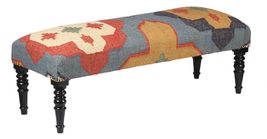 Kilim Bench Handmade Kilim Wooden Upholstered Bench (India) - 48&quot;W x 16&quot;L x 18&quot;H - £464.96 GBP
