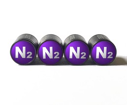 Purple N2 Nitrogen Tire Valve Stem Caps - Black Aluminum - Type 1 - £12.48 GBP