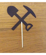 Lot of 12 Coal Miner Pick and Shovel Cupcake Toppers!  - £3.17 GBP