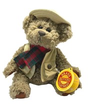 Tanner Brass Button Bear Collection 1997 Stuffed Animal Toy Fishing Health 9 In - £13.33 GBP