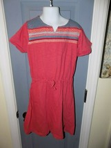 Garnet Hill Kids Dress Terracotta Embroidered Tie Waist A-Line Size M Girl&#39;s - £14.58 GBP