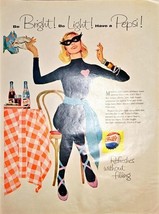 Pepsi Refreshes without filling Cat Woman Bright Light 1958 Vintage Prin... - $13.23 CAD