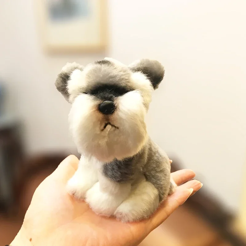 9cm 3 1/2 inch Cute Small Schnauzer Puppy Lifelike Dog Plush Toy Soft Home - £20.35 GBP