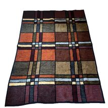 Biederlack Vintage MCM Geometric Black Rust Brown Throw Blanket - $1,037.08 MXN