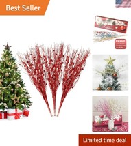 Artificial Red Berry Glitter Stems - Perfect for Christmas &amp; New Year Decor - $33.00