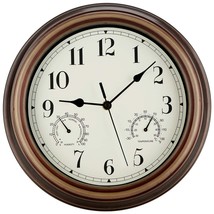 Rsobl 12 Inch Indoor Outdoor Wall Clock Waterproof with Temperature and ... - £29.77 GBP