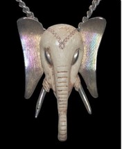 L. RAZZA 3D Elephant Head Pendant Large Statement Necklace Vintage Unsigned - £75.13 GBP