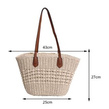 Casual Rattan Large Capacity Shopping Tote Designer Wicker Woven Women Handbags  - £61.29 GBP