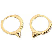 Anyco Earrings Gold Plated Single Short Spike Eternity Clicker For Women  - £16.97 GBP