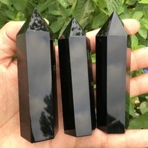 Natural Black Obsidian Healing Obelisk Crystal Wands Reiki Tower Point D... - £21.24 GBP
