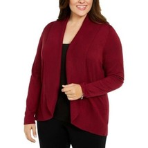 Karen Scott Womens Plus 3X Merlot Curved Hem Shawl Open Front Cardigan NWT CJ21 - $26.45