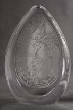 VINTAGE Crystal Signed Wedgwood Paperweight Egg Slice Christmas 1976 4.5&quot; Tall - £23.02 GBP