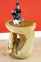 Side Table Swan Flower Stool Acacia Suar Solid Wood Table Carving - €125,65 EUR+
