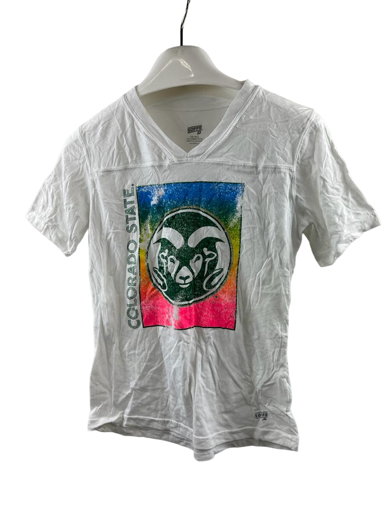 Primary image for Soffe Youth Colorado State Rams V-Neck Short Sleeve T-Shirt, White, Large 12/14