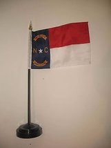 North Carolina State Flag 4&quot;x6&quot; Desk Set Black Base - £3.10 GBP