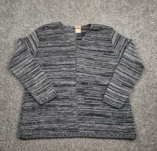 Bobbbie Brooks Sweater Women&#39;s Large Black Knit Pullover Marled Pattern Boxy Fit - £11.14 GBP