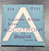 NOS Genuine Bulova Accutron 214 Watch Part #131 Center Bridge Screw - $9.89