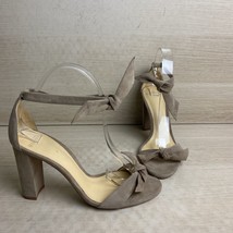 Alexandre Birman “CLARITA” Beige Suede Bow Tie Open Toe Ankle Tie Sandals, 39 - £133.08 GBP