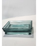 Light Blue Teal Glass Square Dish - $32.20 CAD