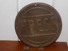 Vintage Heavy Brass Embossed Press Plate - $143.55