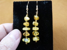 (pe12-5) golden orange yellow Baltic AMBER beaded dangle gold wire earrings - £14.10 GBP
