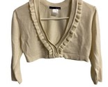Basic Editions Cropped Cardigan Sweater Girls Size XL  14 16 Cream Open ... - £9.96 GBP