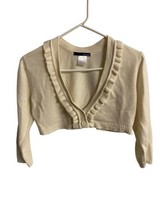 Basic Editions Cropped Cardigan Sweater Girls Size XL  14 16 Cream Open ... - £9.94 GBP