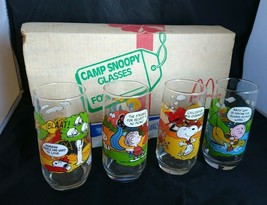 RARE 1983 McDonalds Camp Snoopy Collection Glasses Peanuts Promo BOX HTF - £89.71 GBP