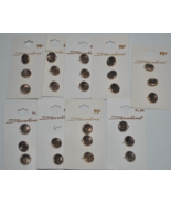 Vintage Buttons Streamline Gold Tone Coin? Round 26 Buttons - 9 Cards 12... - $12.86