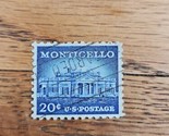 US Stamp Monticello 20c Used Blue - £0.74 GBP