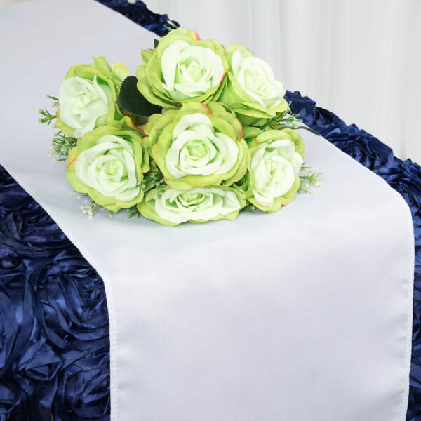 White Polyester 12X108&quot;&quot; Table Runner Wedding Party Kitchen Linens Dinne... - $6.66