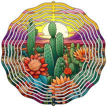 Desert Sunset with Catcus and Flowers Metal Wind Spinner - $47.89 CAD