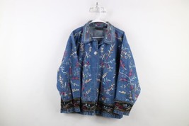 Vtg 90s Y2K Womens 2XL Distressed Fairy Bella Embroidered Flower Denim Jacket - £55.80 GBP